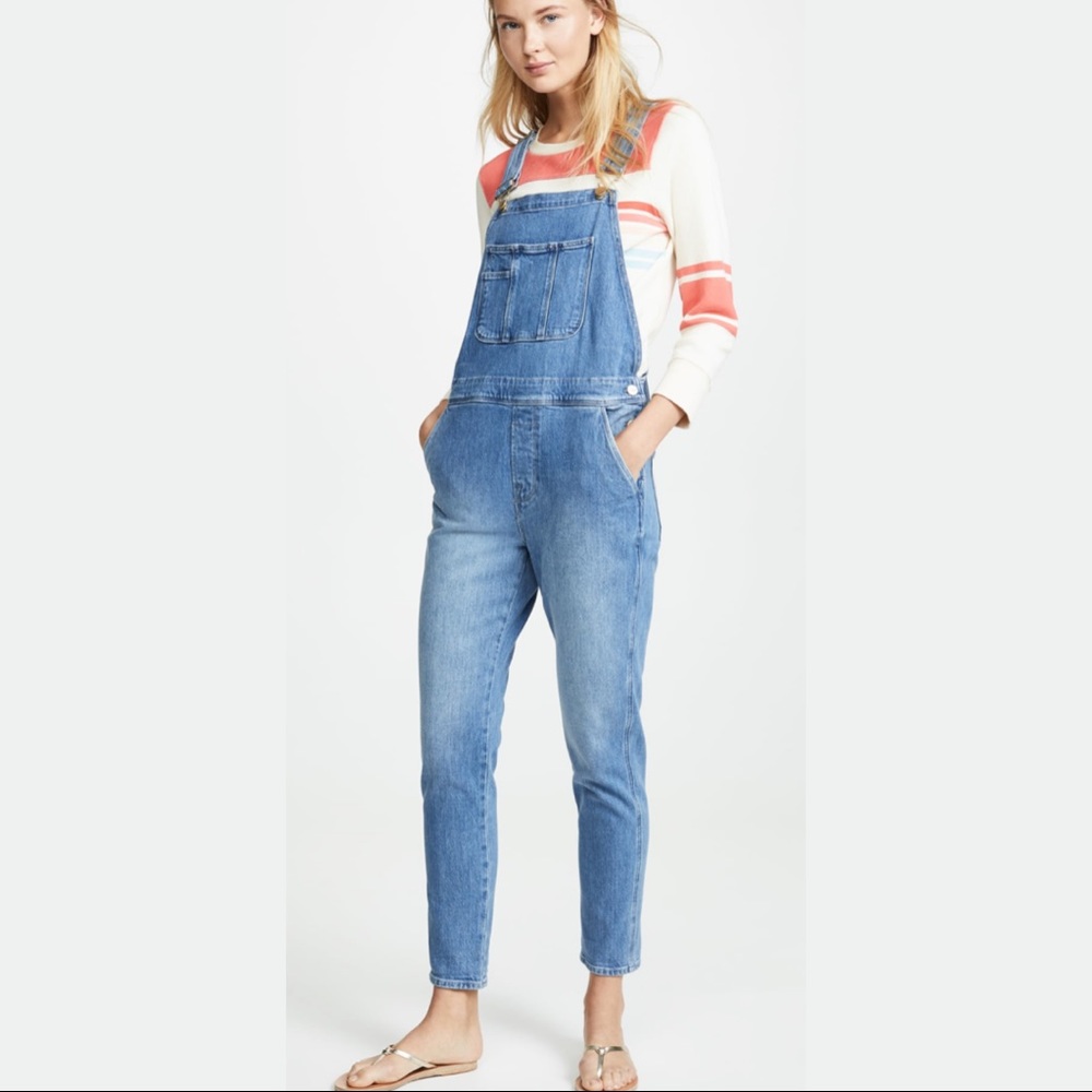 FRAME Le Garcon Overalls Light Wash Denim Size L